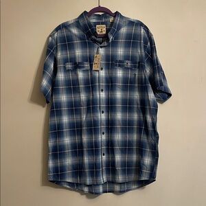 RedHead Navy and White Checkered Button Down Shirt size XL